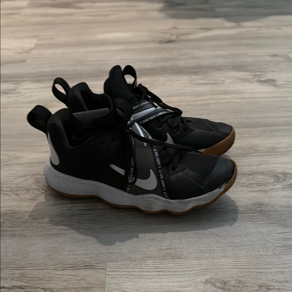 Black and White High-Top Sneakers with Unique Lacing